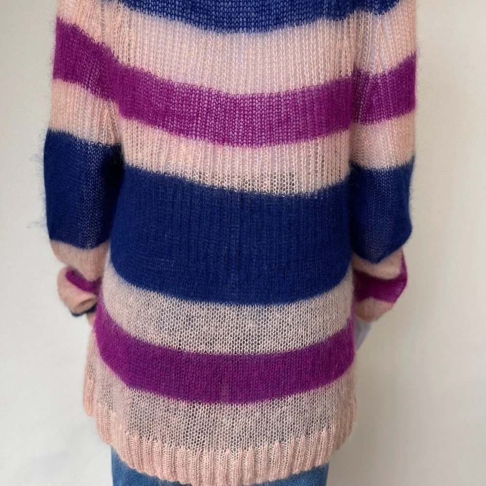 HANSEL FROM BASEL Anthropology Kid Mohair Wool Blend Sweater Striped